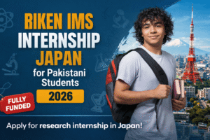 Student promoting RIKEN IMS Internship Japan 2026 fully funded research program for Pakistani students in Japan