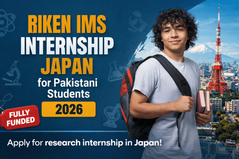 Student promoting RIKEN IMS Internship Japan 2026 fully funded research program for Pakistani students in Japan